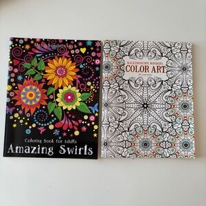 Adult Coloring Book Set with Amazing Swirls and Kaleidoscope Wonders